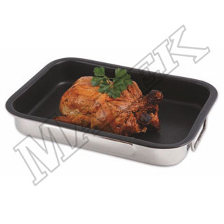 Non Stick Roast Pan Stainless Steel With Folding Handles